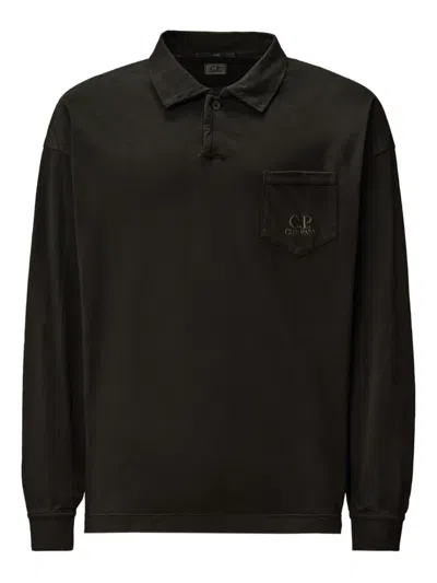 C.p. Company Pocket Longsleeved Polo Shirt In Black