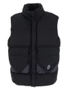 C.p. Company Black Vest With Mock Drawstring Neck And Logo Plaque On The Front In Blue