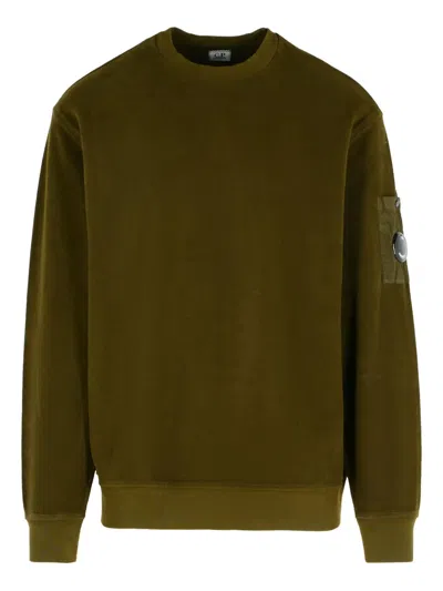 C.p. Company Sweatshirts Crew Neck In Brushed Emerized Diagonal Fleece Clothing In Green