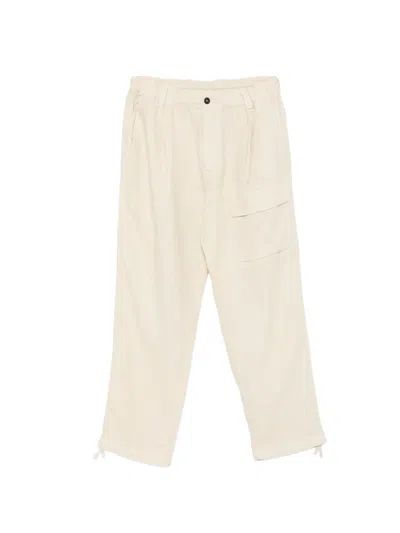 C.p. Company Cp Company Linen Cargo Pants With Drawstring Waist In Neutral
