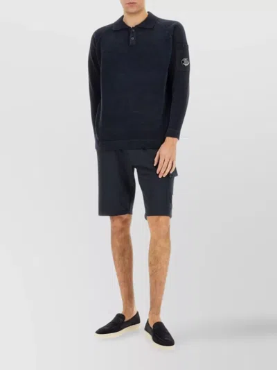 C.p. Company Polo Collar Arm Pocket Knitted In Black