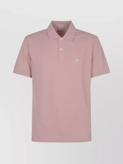 C.p. Company Polo Collar Short Sleeve Button Placket In Pink