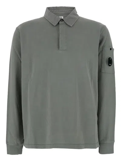 Pre-owned C.p. Company Polo-collar Sleeve-lens Sweatshirt In Gray