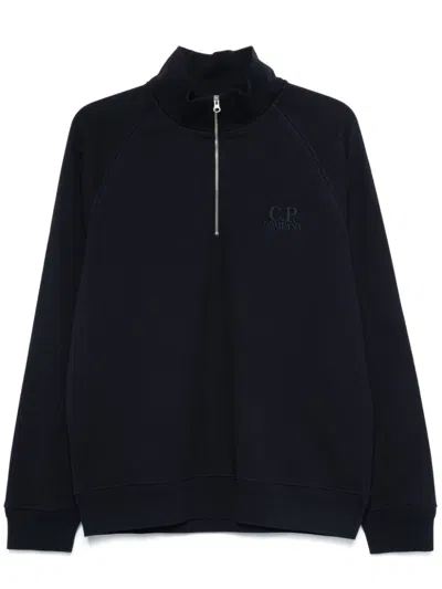 C.p. Company Polo-collar Sweatshirt In Blue