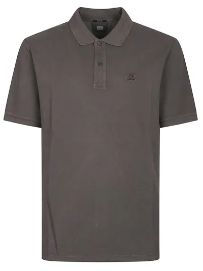 C.p. Company Logo Short Sleeve Polo Shirt In Grey