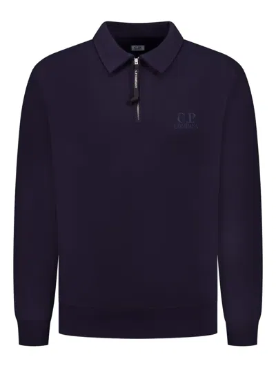 C.p. Company C.p.company Polo-neck Zip-up Sweatshirt In Blue