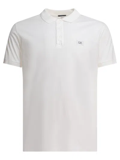 C.p. Company Logo Detailed Short-sleeved Polo Shirt In Gauze White