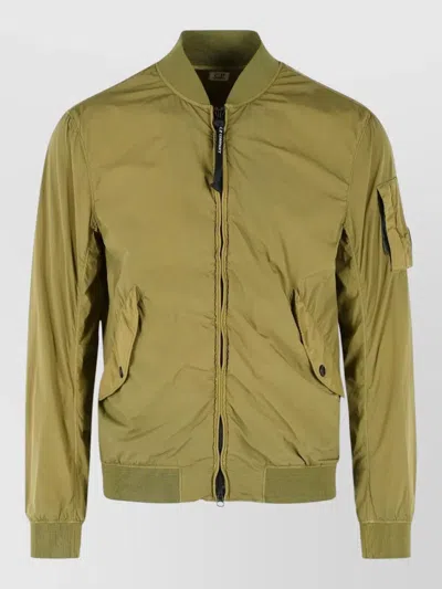C.p. Company Polyamide Blend Bomber Jacket Ribbed Cuffs In Green