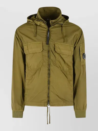 C.p. Company Polyamide Blend Jacket Hood Chest Pockets In Green