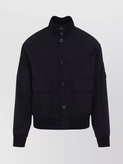C.p. Company Polyamide Fabric Full Button Jacket In Black