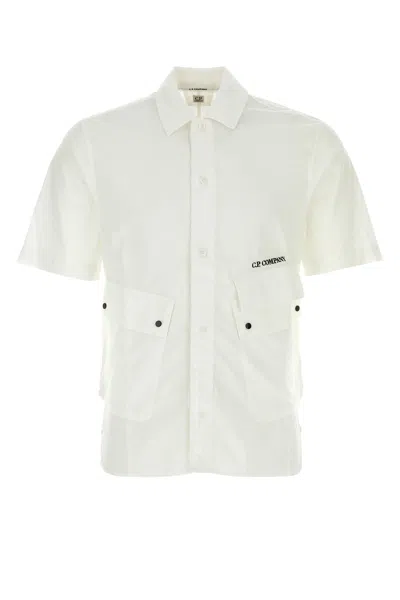 C.p. Company Popeline Pocket Shirt-l Nd  Male In White