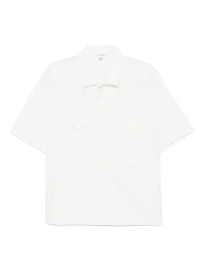C.p. Company Poplin Cotton Shirt In White