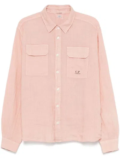 C.p. Company Poudre Pink Shirt With Pocket Detail