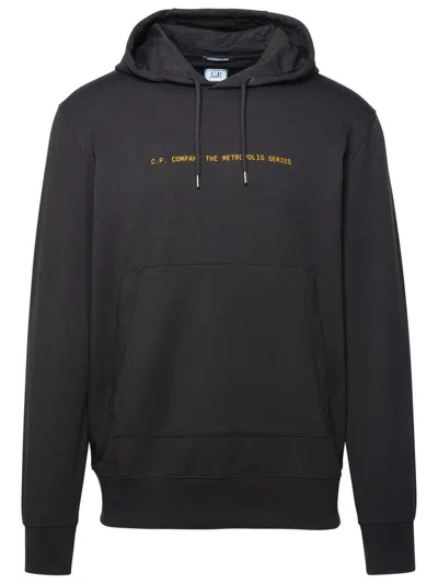 C.p. Company Printed Cotton Hoodie In Black