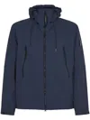 C.p. Company Minimalist Blue Polyester Jacket With Zippered Pockets In Blue