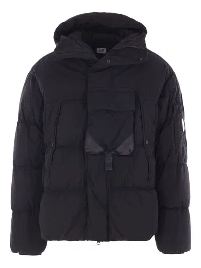C.P. COMPANY PUFFY BLACK COAT WITH HIGH COLLAR