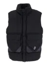 C.p. Company Black Vest With Mock Drawstring Neck And Logo Plaque On The Front In Black