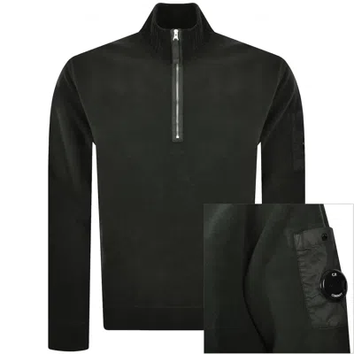 C.p. Company Cp Company Quarter Zip Sweatshirt Green In Black