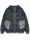 C.p. Company Quilted Black Down Jacket With Adjustable Hood And Ribbed Cuffs In Animal Print
