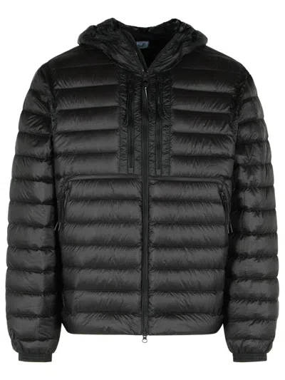 C.p. Company Quilted Black Polyamide Down Jacket With Integrated Glasses