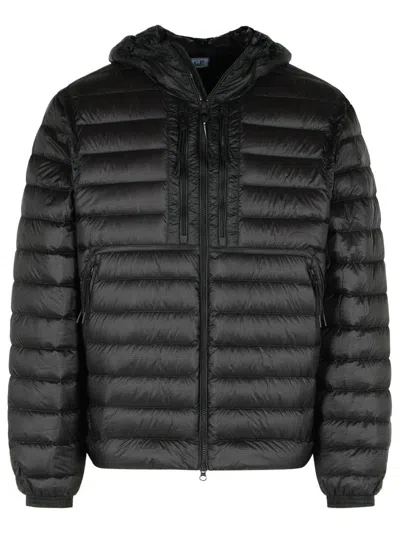 C.P. COMPANY QUILTED BLACK POLYAMIDE DOWN JACKET WITH INTEGRATED GLASSES