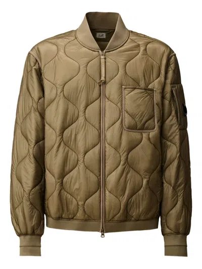 C.p. Company Quilted Bomber Jacket In Green
