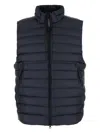 C.p. Company Men Blue Vest With Mock Neck And Logo Plaque On The Side In Tech Fabric Man In Blue