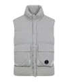C.p. Company Padded Grey Vest With High Stand Collar And Snap-button Placket In Gray