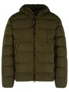 C.p. Company Quilted Green Polyamide Down Jacket With Integrated Sunglasses In Green