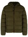 C.p. Company Quilted Green Polyamide Down Jacket With Integrated Sunglasses In Green