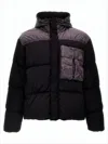 C.p. Company Quilted High Collar Padded Jacket With Hood And Flap Pocket In Black