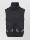 C.p. Company Black Vest With Mock Drawstring Neck And Logo Plaque On The Front In Blue