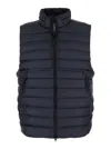 C.p. Company Men Blue Vest With Mock Neck And Logo Plaque On The Side In Tech Fabric Man In Black