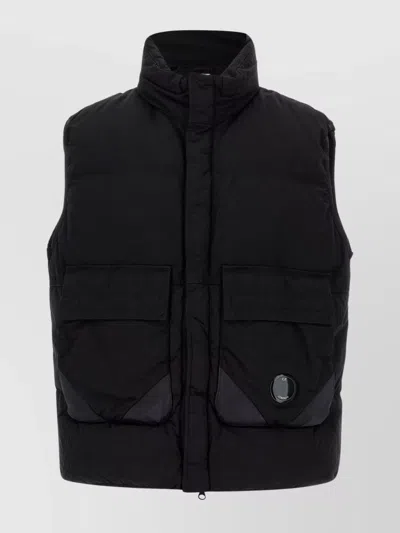 C.P. COMPANY QUILTED HIGH COLLAR VEST WITH FRONT POCKETS