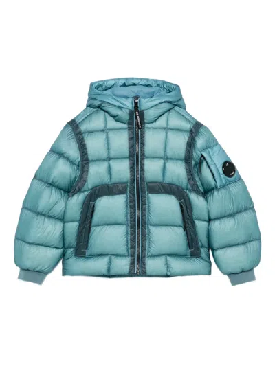 C.p. Company Kids' Quilted Hooded Jacket In Blue