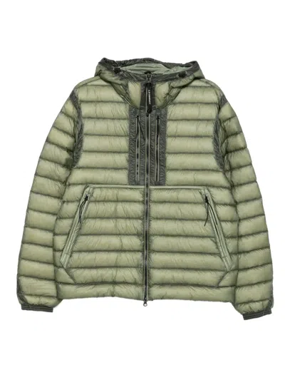 C.p. Company Quilted Hooded Jacket In Green