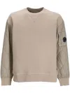 C.p. Company Quilted-panel Jersey-fleece Sweatshirt In Neutrals