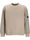 C.p. Company Quilted-panel Jersey-fleece Sweatshirt In Neutrals