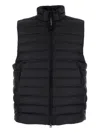 C.p. Company Men Black Vest With Mock Neck And Logo Plaque On The Side In Tech Fabric Man In Black