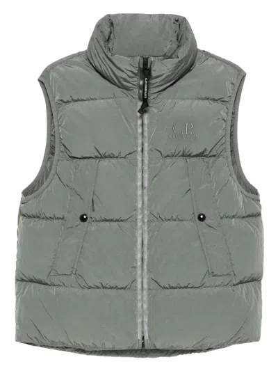 C.p. Company Quilted Zip-front Vest In Green