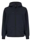 C.p. Company Blue Jacket With Drawstring Hood And Decorative Googles In Blue