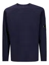 C.p. Company Crew Neck Sweater With Raglan Sleeves In Blue