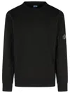C.p. Company Cp Company Diagonal Raised Fleece Crew Neck Lens Sweatshirt In Black