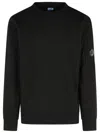 C.p. Company Cp Company Diagonal Raised Fleece Crew Neck Lens Sweatshirt In Black