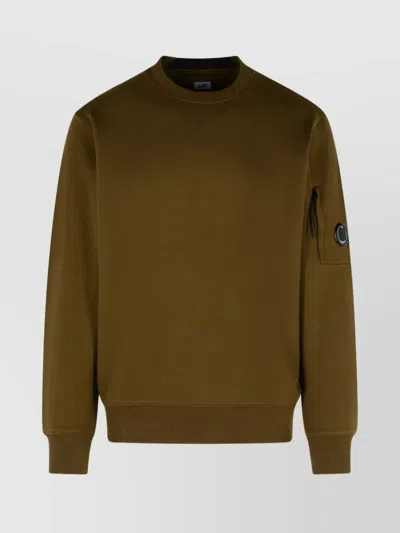 C.p. Company Raised Cotton Sweatshirt Arm Pocket In Brown