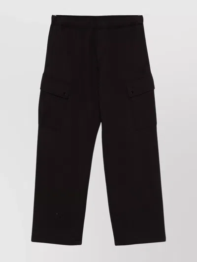 C.p. Company Raised Fleece Cargo Pant With Drawstring Waist In 999 Black