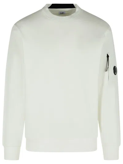 C.P. COMPANY RAISED WHITE COTTON SWEATSHIRT