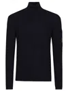 C.p. Company Re-wool Turtle Neck Sweater In Total Eclipse