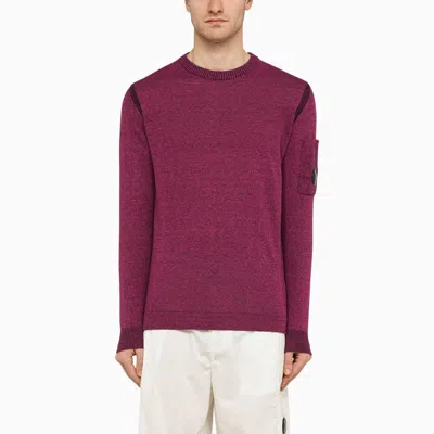 C.p. Company Red Linen-blend Crew-neck Sweater In Bordeaux