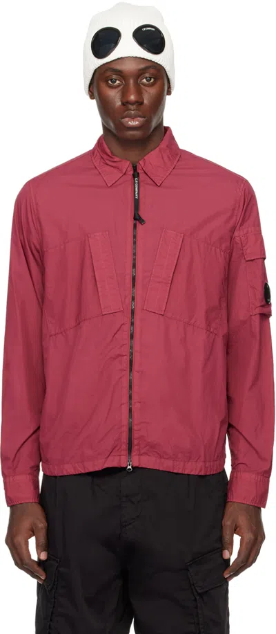 C.p. Company Red Zip Shirt In Red Bud 577